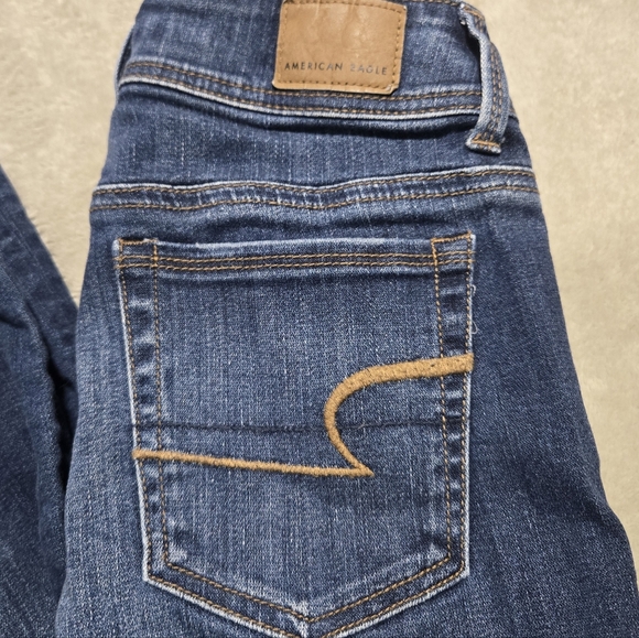 American Eagle Kick Boot Super Stretch Denim Blue Jeans Womens Sz 0 (26x31) Boho - Picture 4 of 11